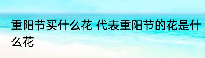 重阳节买什么花 代表重阳节的花是什么花