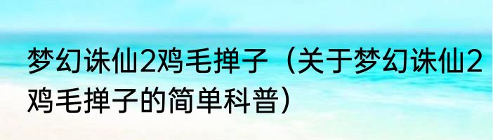 梦幻诛仙2鸡毛掸子（关于梦幻诛仙2鸡毛掸子的简单科普）