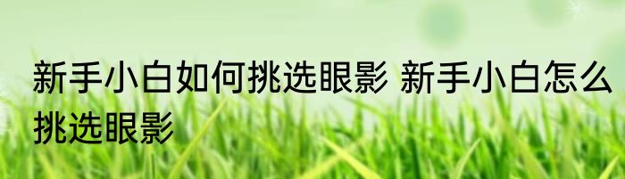 新手小白如何挑选眼影 新手小白怎么挑选眼影