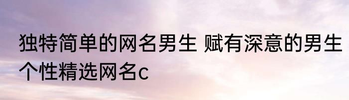 独特简单的网名男生 赋有深意的男生个性精选网名c