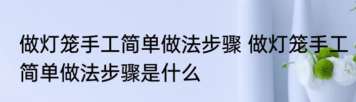 做灯笼手工简单做法步骤 做灯笼手工简单做法步骤是什么