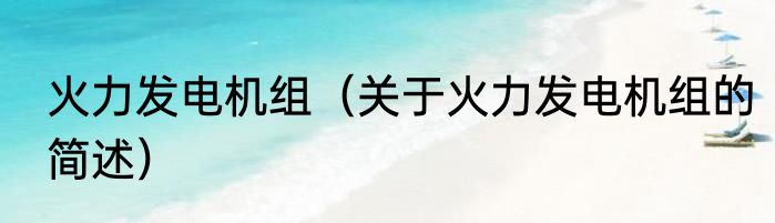 火力发电机组（关于火力发电机组的简述）