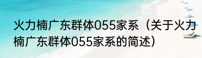 火力楠广东群体055家系（关于火力楠广东群体055家系的简述）