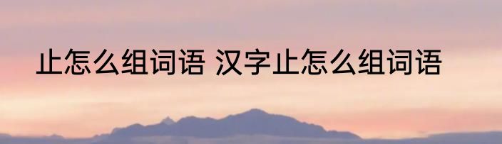 止怎么组词语 汉字止怎么组词语