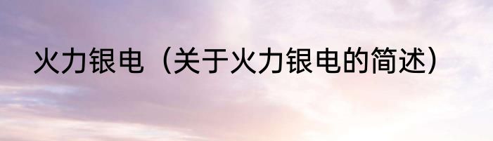 火力银电（关于火力银电的简述）