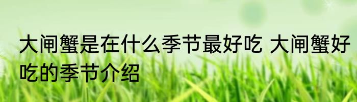 大闸蟹是在什么季节最好吃 大闸蟹好吃的季节介绍
