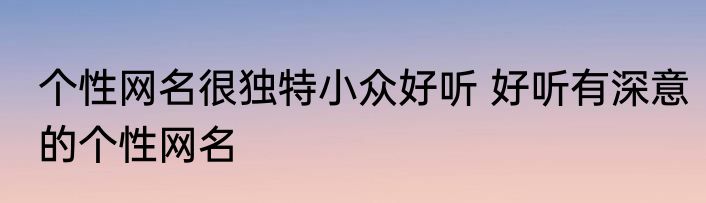 个性网名很独特小众好听 好听有深意的个性网名