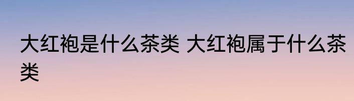 大红袍是什么茶类 大红袍属于什么茶类