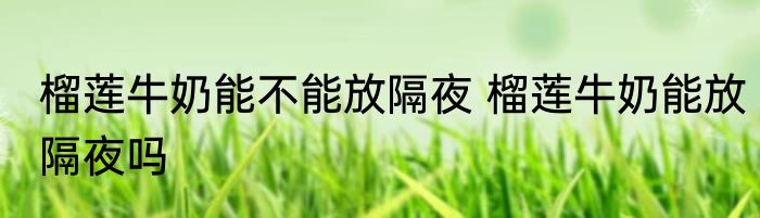 榴莲牛奶能不能放隔夜 榴莲牛奶能放隔夜吗