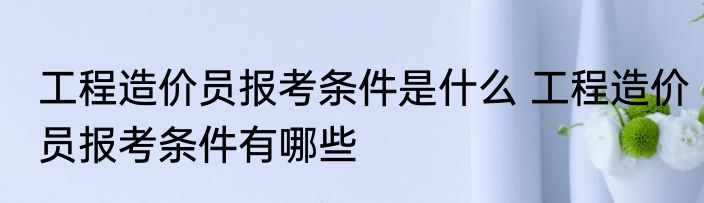 工程造价员报考条件是什么 工程造价员报考条件有哪些