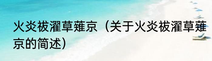 火炎祓濯草薙京（关于火炎祓濯草薙京的简述）