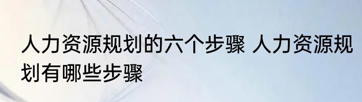 人力资源规划的六个步骤 人力资源规划有哪些步骤