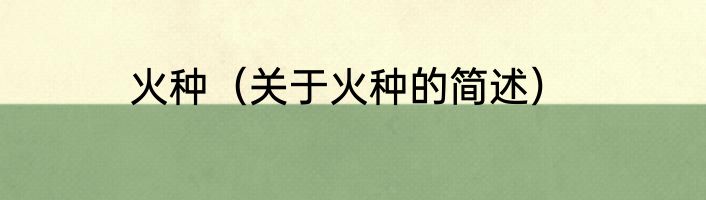 火种（关于火种的简述）