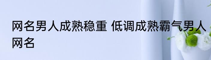 网名男人成熟稳重 低调成熟霸气男人网名