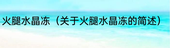 火腿水晶冻（关于火腿水晶冻的简述）