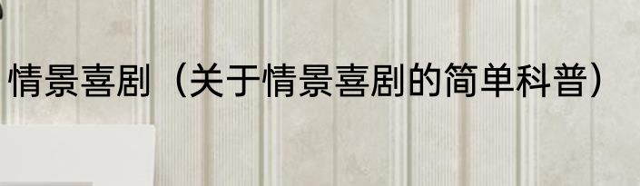 情景喜剧（关于情景喜剧的简单科普）