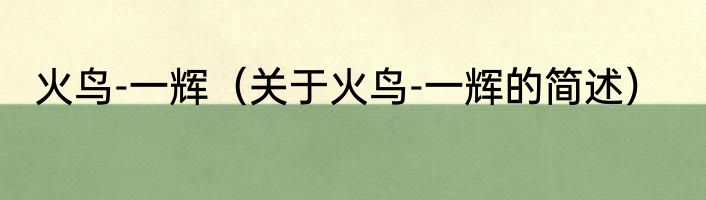 火鸟-一辉（关于火鸟-一辉的简述）