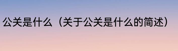 公关是什么（关于公关是什么的简述）
