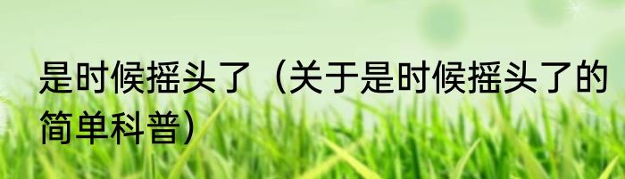 是时候摇头了（关于是时候摇头了的简单科普）