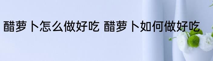 醋萝卜怎么做好吃 醋萝卜如何做好吃