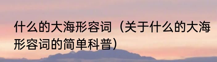 什么的大海形容词（关于什么的大海形容词的简单科普）