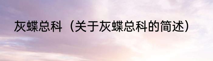灰蝶总科（关于灰蝶总科的简述）