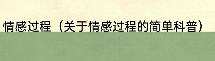 情感过程（关于情感过程的简单科普）
