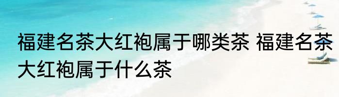 福建名茶大红袍属于哪类茶 福建名茶大红袍属于什么茶