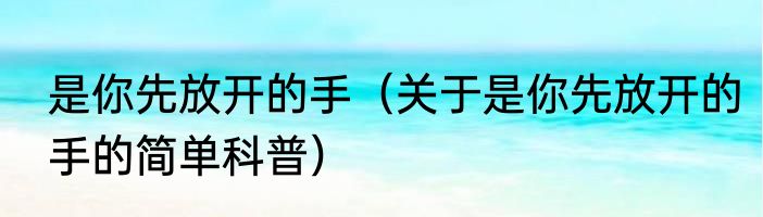 是你先放开的手（关于是你先放开的手的简单科普）