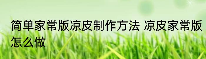 简单家常版凉皮制作方法 凉皮家常版怎么做