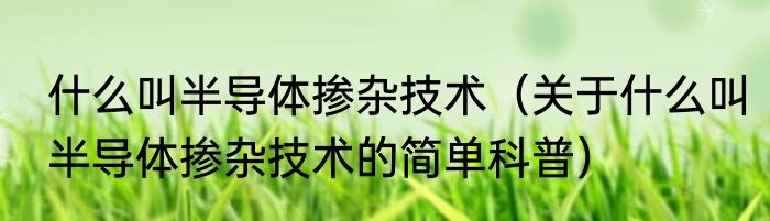 什么叫半导体掺杂技术（关于什么叫半导体掺杂技术的简单科普）