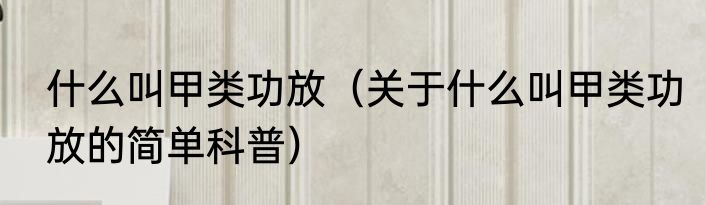什么叫甲类功放（关于什么叫甲类功放的简单科普）