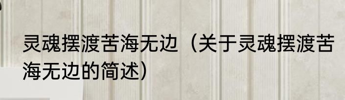 灵魂摆渡苦海无边（关于灵魂摆渡苦海无边的简述）