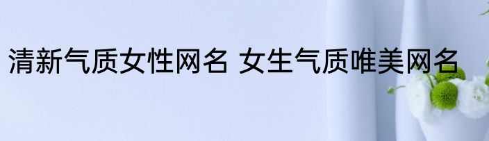 清新气质女性网名 女生气质唯美网名