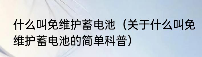 什么叫免维护蓄电池（关于什么叫免维护蓄电池的简单科普）