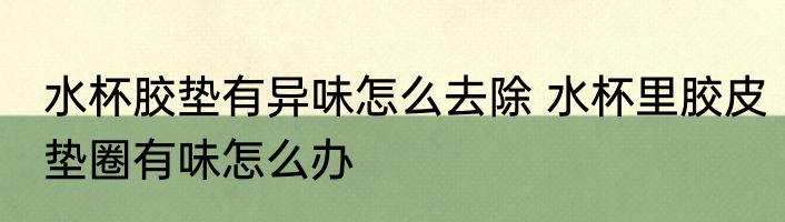 水杯胶垫有异味怎么去除 水杯里胶皮垫圈有味怎么办