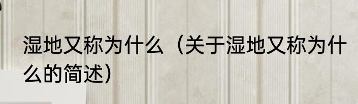 湿地又称为什么（关于湿地又称为什么的简述）