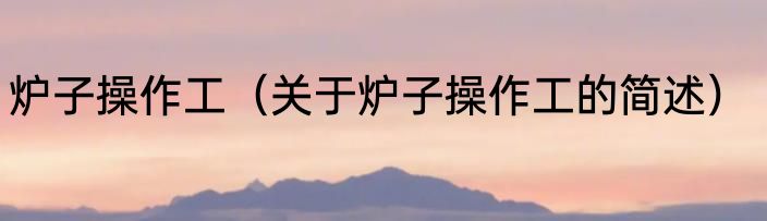 炉子操作工（关于炉子操作工的简述）