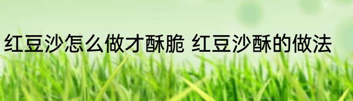红豆沙怎么做才酥脆 红豆沙酥的做法