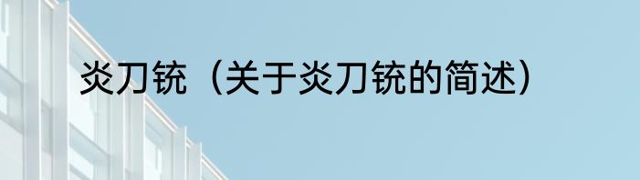 炎刀铳（关于炎刀铳的简述）