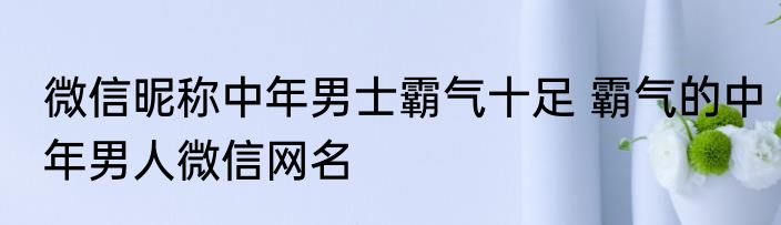 微信昵称中年男士霸气十足 霸气的中年男人微信网名