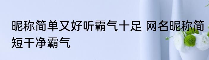 昵称简单又好听霸气十足 网名昵称简短干净霸气