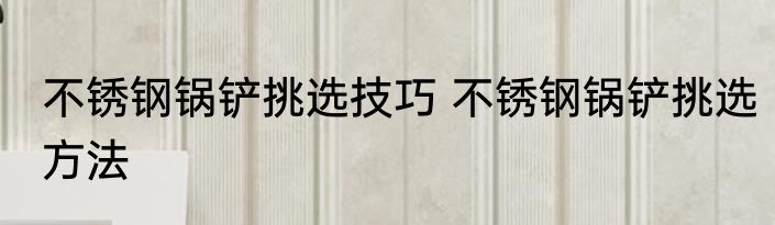 不锈钢锅铲挑选技巧 不锈钢锅铲挑选方法