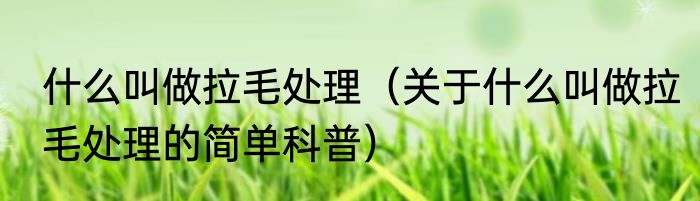 什么叫做拉毛处理（关于什么叫做拉毛处理的简单科普）