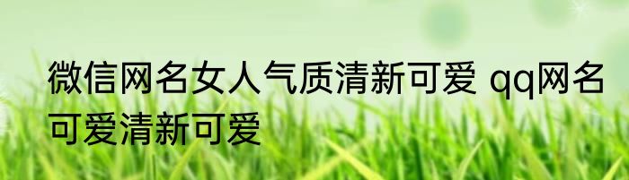 微信网名女人气质清新可爱 qq网名可爱清新可爱