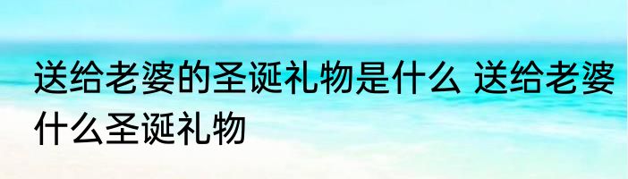 送给老婆的圣诞礼物是什么 送给老婆什么圣诞礼物