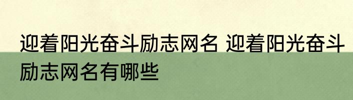 迎着阳光奋斗励志网名 迎着阳光奋斗励志网名有哪些