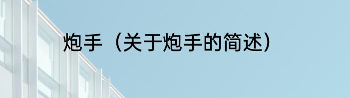炮手（关于炮手的简述）