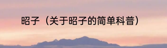 昭子（关于昭子的简单科普）