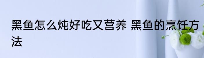 黑鱼怎么炖好吃又营养 黑鱼的烹饪方法